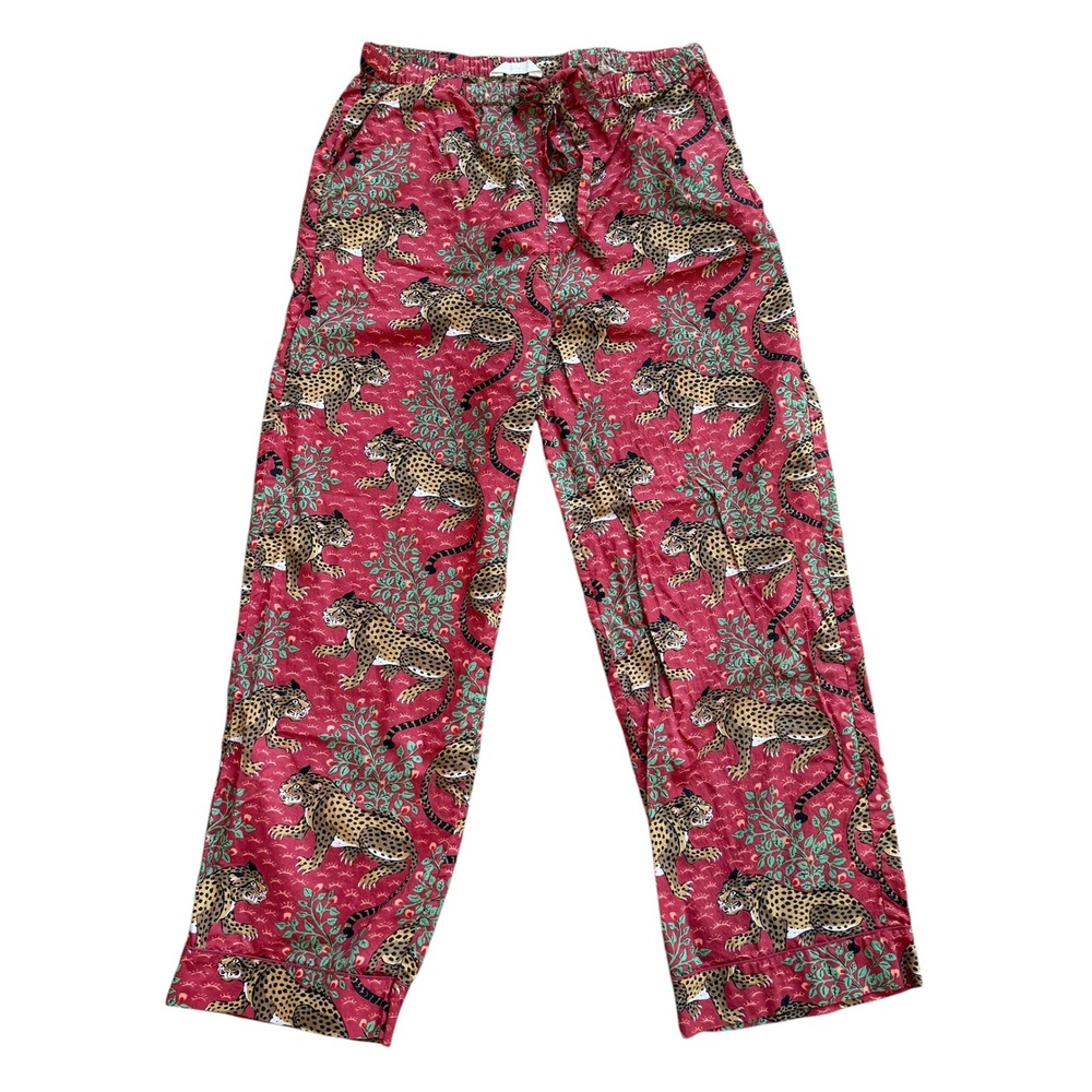 Printfresh Women Red Leopard Cotton Pajama Set Long Sleeve Top & Pants Large - Picture 7 of 14